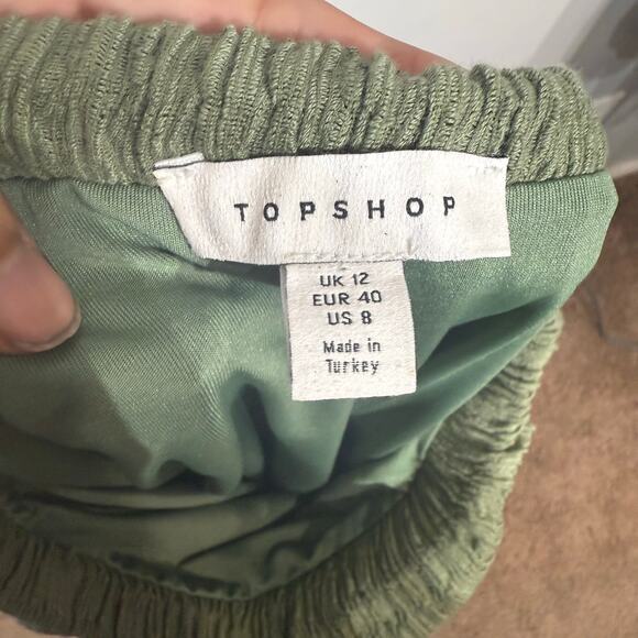 Topshop Green Textured Convertible Maxi Skirt Sz 8 - Picture 5 of 13